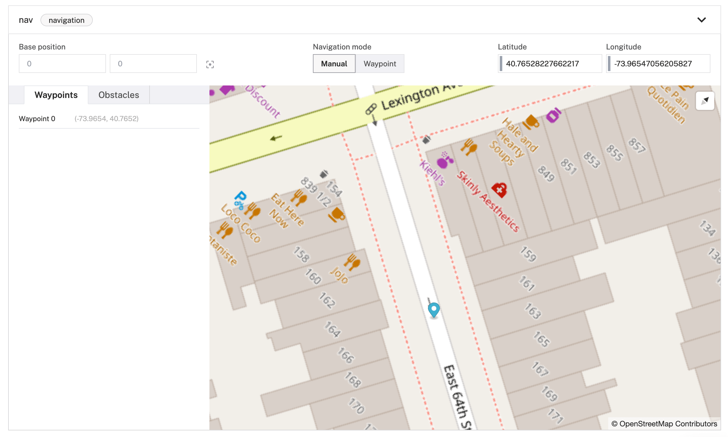 Waypoint 0 being added on a New York City street
